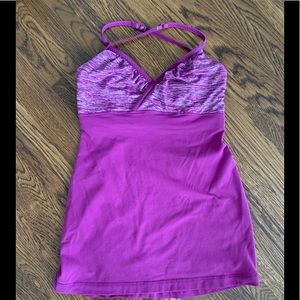 Lululemon Tank Top Purple Pink Stripe Shirt EUC
